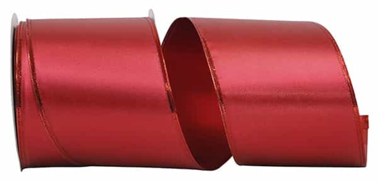 Christmas Ribbon - Jamaica Value Plastic Wired Edge -- Scarlet Color --- 4 inch x 30 yards